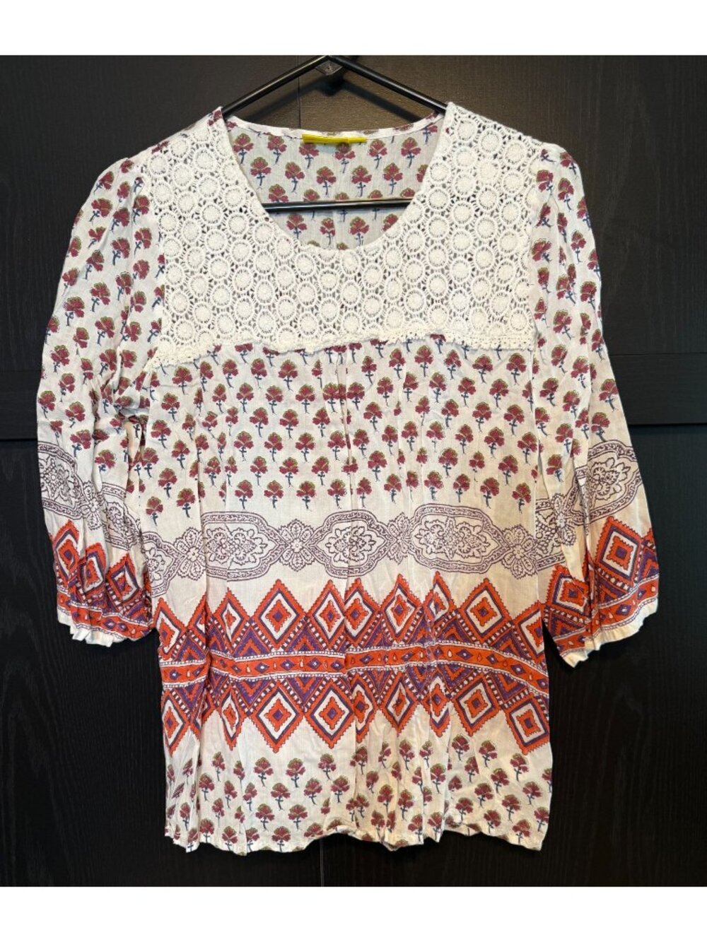Roberta Roller Rabbit Eyelet Lace Patterned Tunic Top Medium Lightweight Boho